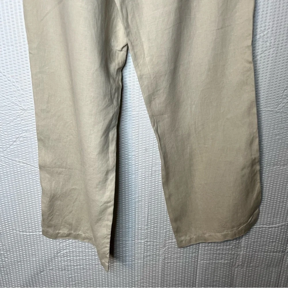 Apt 9 Relaxed Beige 100% Linen Flat Front Chino Pants Trousers Size W34 L30